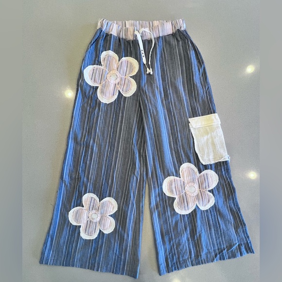 POL Woven Lightweight Pant Elastic Drawstring Waist Wide Leg Pants Pockets Med - Picture 2 of 13